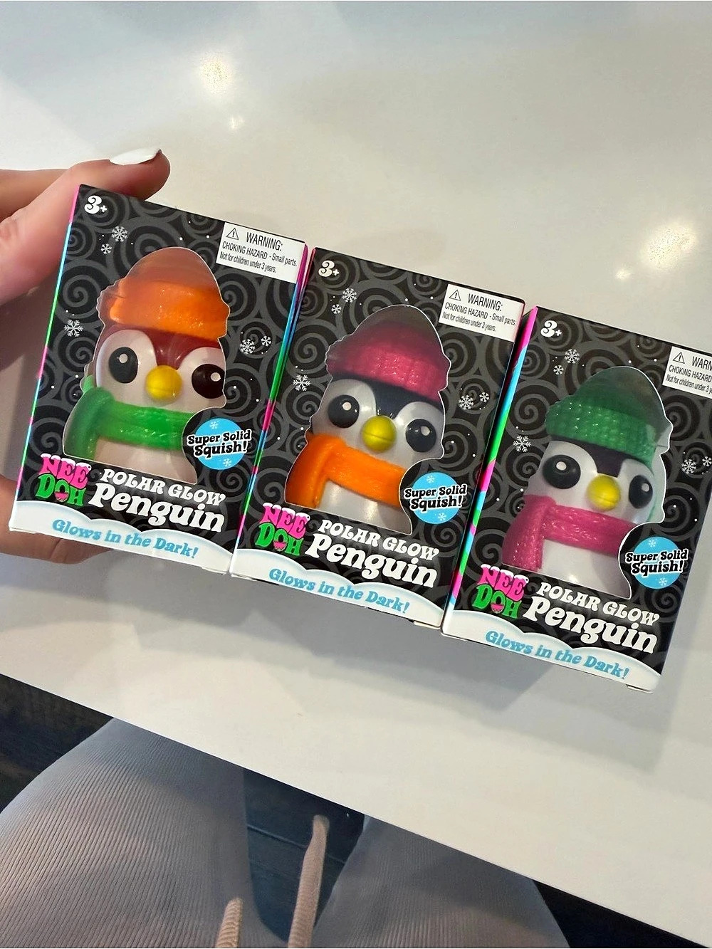 ✨ Complete set 🔥 NeeDoh Penguins Glow-in-the-Dark set of 3 🐧
